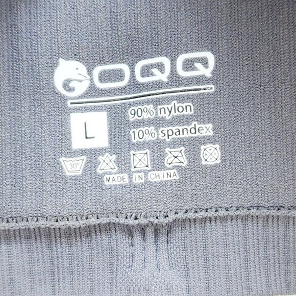 Womens Gray Ribbed Long-Sleeve Henley Top By OQQ Nylon Spandex Blend Size L - Picture 3 of 9